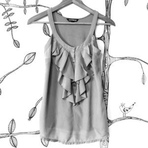 Ruffle Tank - Gray buttoned - XS